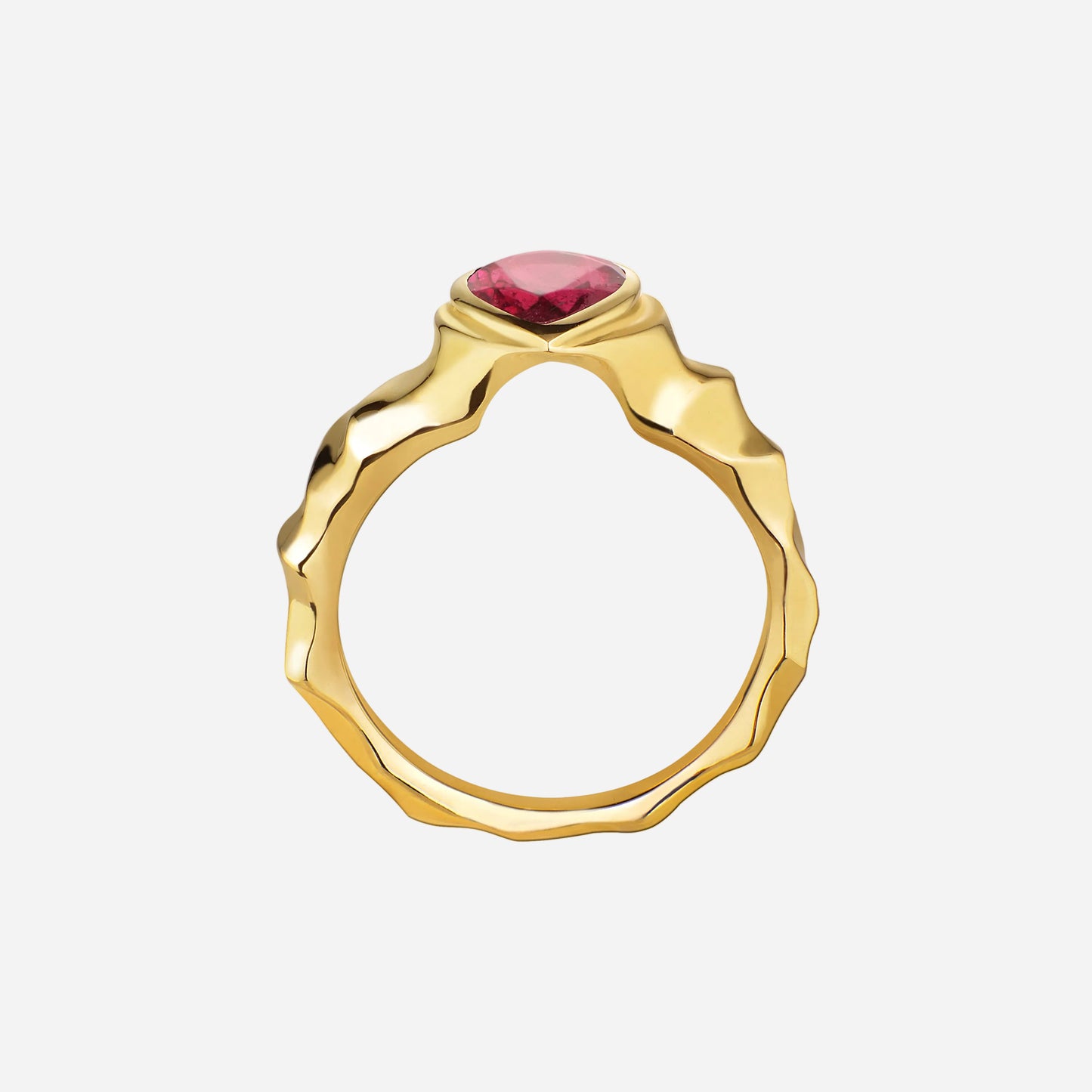 Anillo de oro de 14k con rubelita