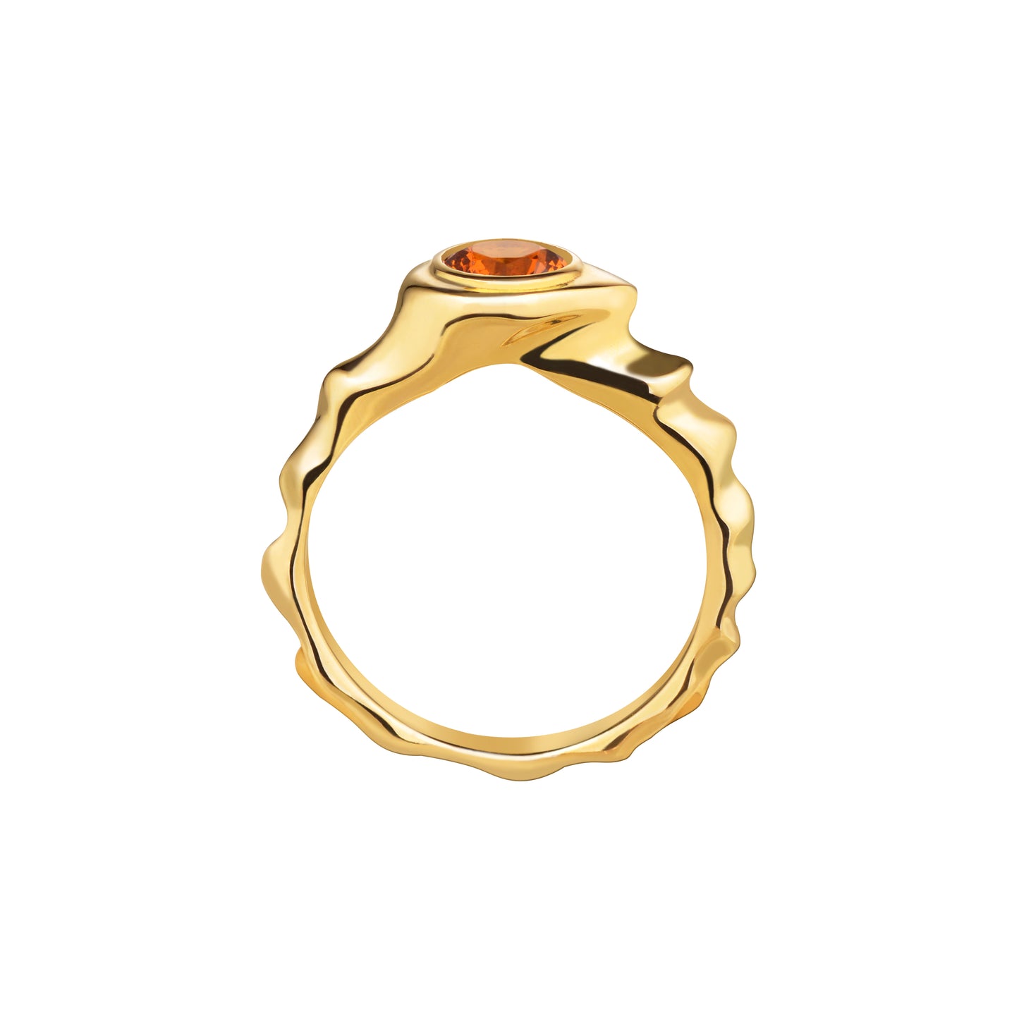 Anillo Iris con granate mandarín en oro amarillo de 14k