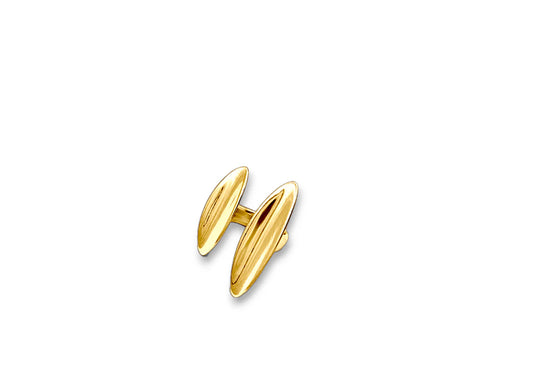 Gold cufflinks on a white background