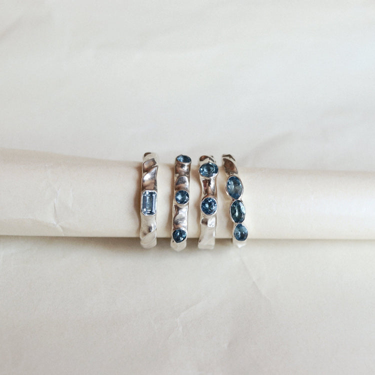 Aquamarine Drops rings by Dune Workshop