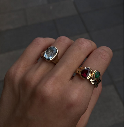 ANILLO DE AGUAMARINA OVALADO