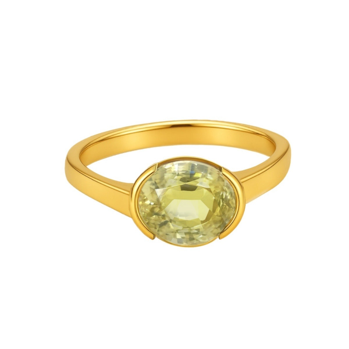 Anillo de medio bisel con circón