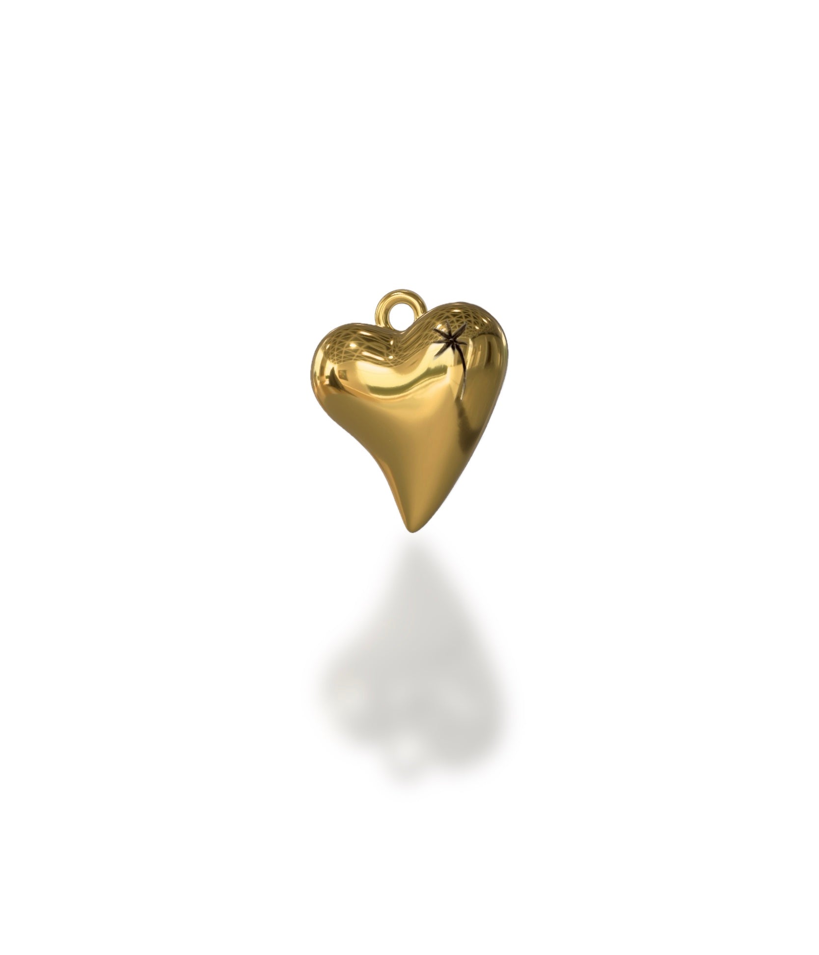 Gold heart-shaped pendant on a white background