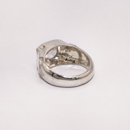 Silver ring on a white background