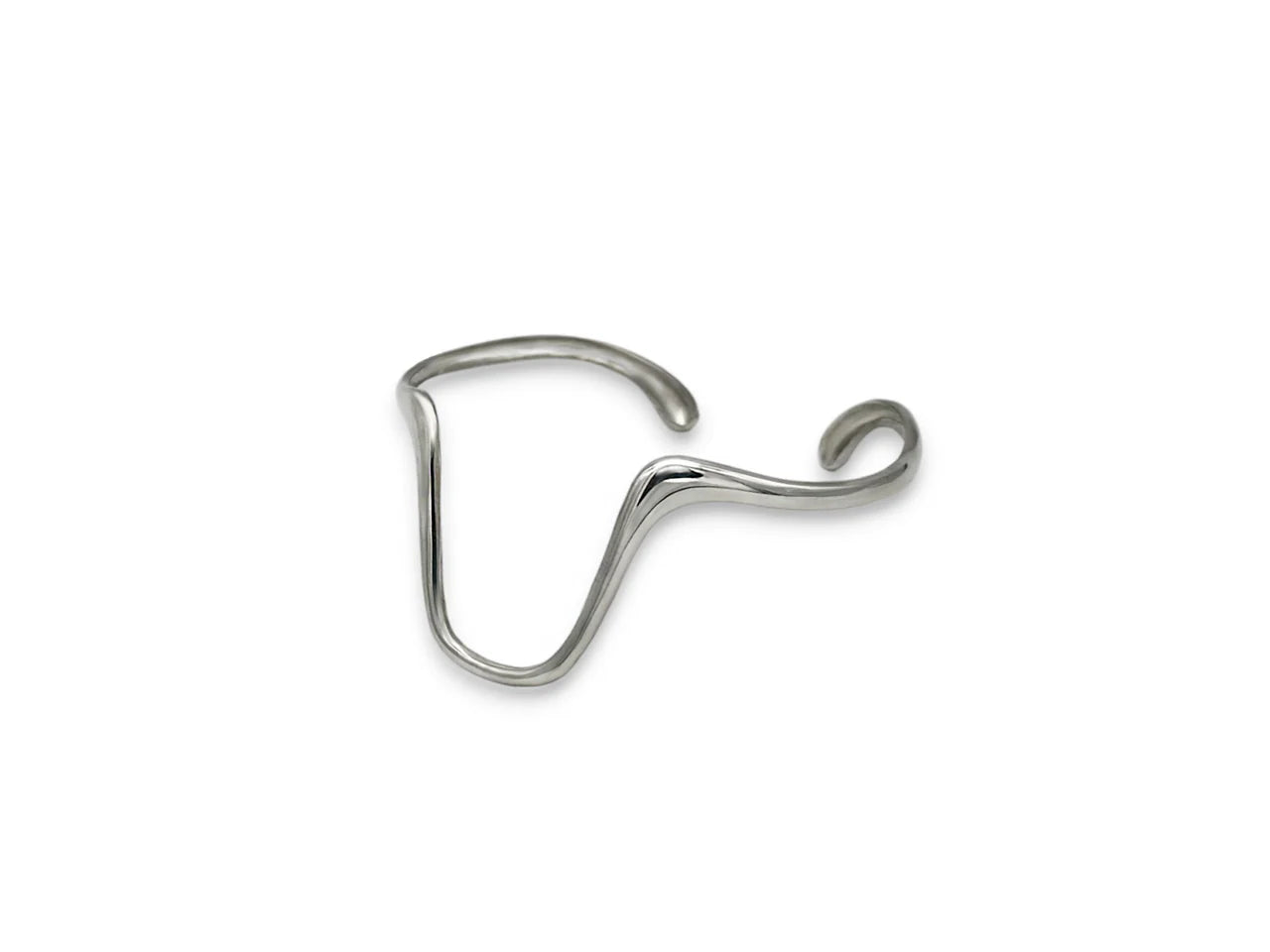 Silver earring hook on a white background