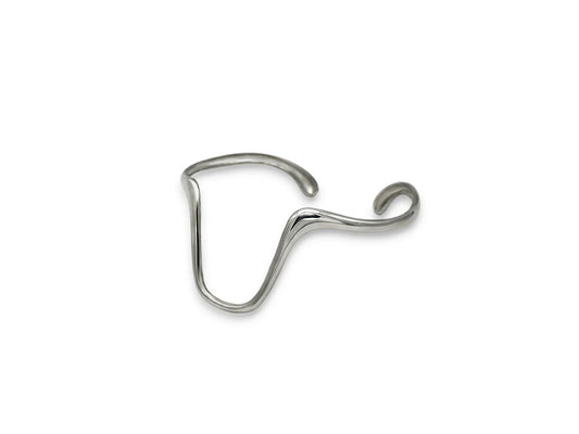 Silver earring hook on a white background