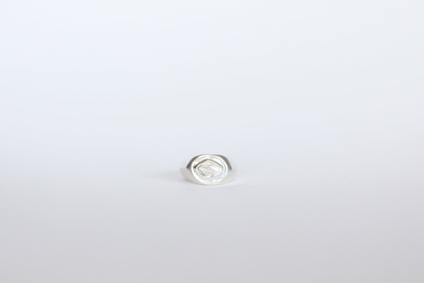 Silver ring on a white background