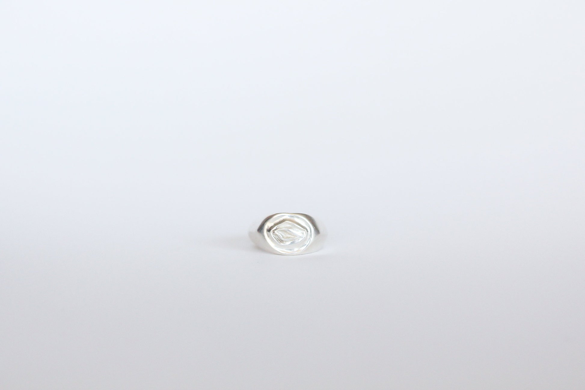 Silver ring on a white background