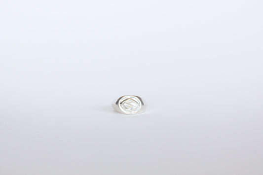 Silver ring on a white background