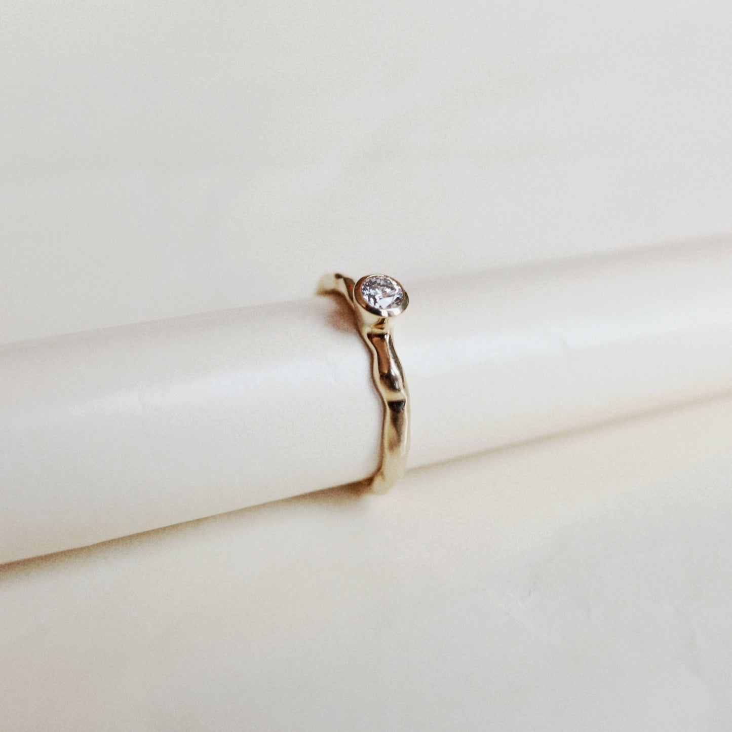 Bezel Diamond Engagement Ring in 18k Yellow Gold