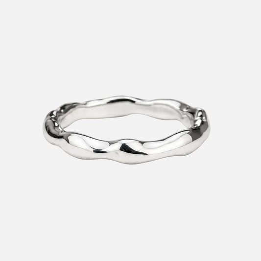 Silver ring on a white background