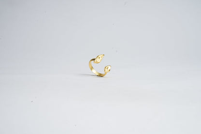 Gold open ring on a light gray background