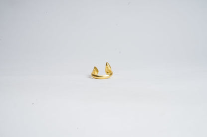 Gold ring on a light gray background